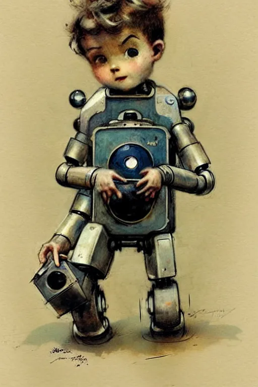 Prompt: (((((1950s boy and his robot . muted colors.))))) by Jean-Baptiste Monge !!!!!!!!!!!!!!!!!!!!!!!!!!!