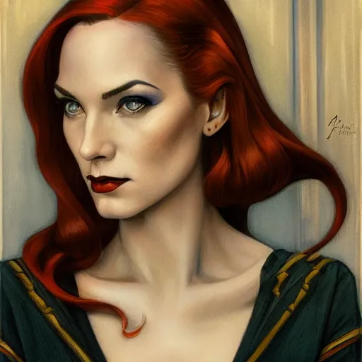 Prompt: a streamline moderne, art nouveau, multi - racial portrait in the style of charlie bowater, and in the style of donato giancola, and in the style of charles dulac. intelligent, expressive eyes. symmetry, ultrasharp focus, dramatic lighting, semirealism, intricate symmetrical ultrafine background detail.