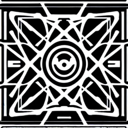 Image similar to black and white sci fi luxury themed svg vector art panel for cnc plasma, laser, stencil, unique art deco hole through circuit design