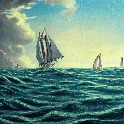 Prompt: sailing off the edge of the world, romanticism artwork