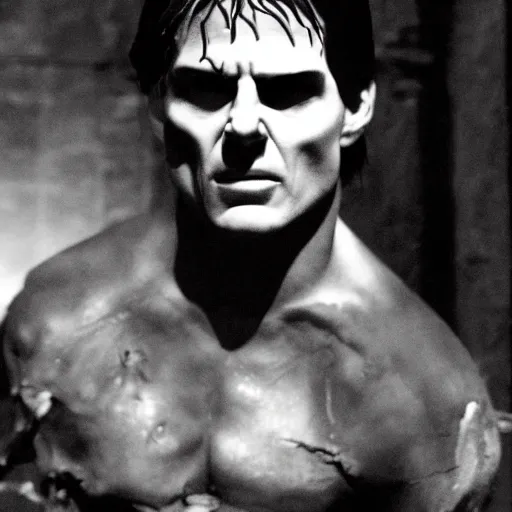 Prompt: tom cruise as frankenstein, black and white