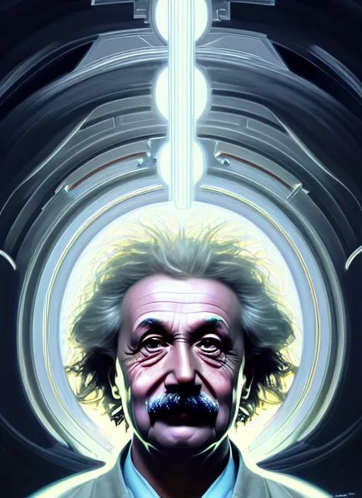 Prompt: symmetry!! portrait of einstein, sci - fi, glowing lights!! intricate, elegant, highly detailed, digital painting, artstation, concept art, smooth, sharp focus, illustration, art by artgerm and greg rutkowski and alphonse mucha, 8 k