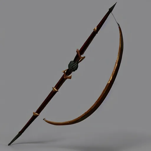 Prompt: complex 3 d model of a medieval bow and arrow
