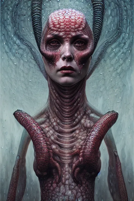 Prompt: gorgeous lilith the mother of all monsters gorgon!, raining ash, fine art masterpiece, highly detailed dino valls wayne barlowe machiej kuciara, dramatic lighting, long shot, wide angle, uhd 8 k, sharp focus