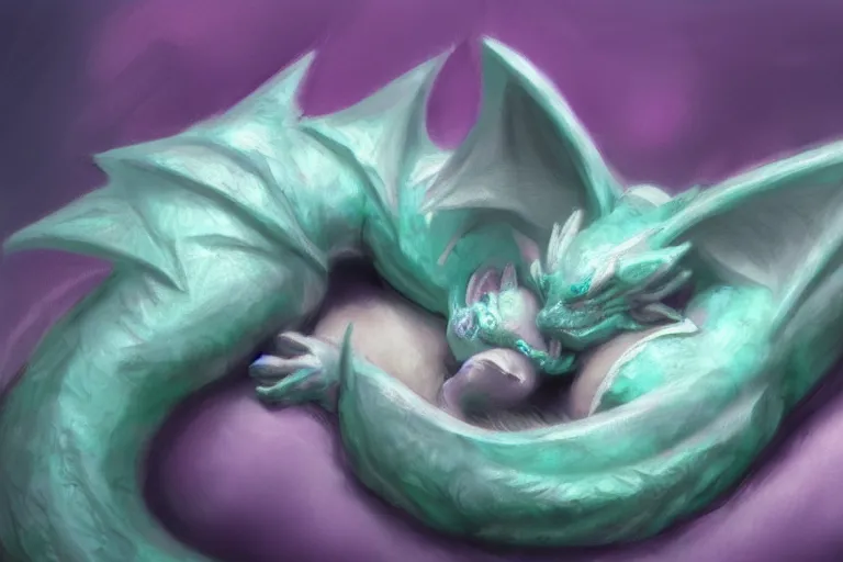 Image similar to sleeping baby dragon, pastel, concept art, trending on artstation, artstation HQ, HD, 4k