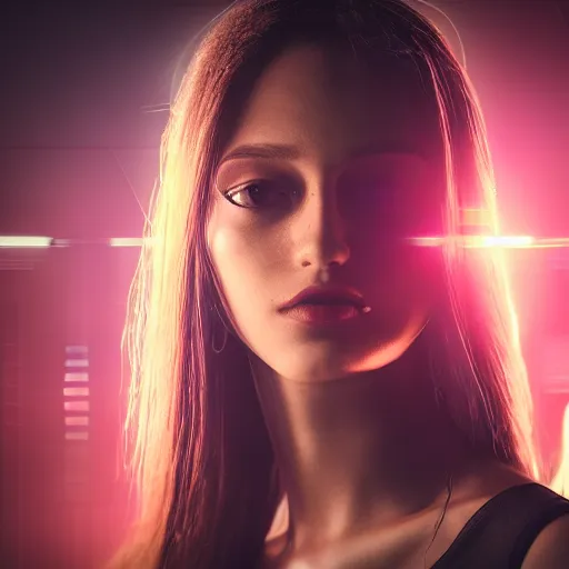 Prompt: a beautiful young woman, cyberpunk, cinematic, studio lighting, 8 k, highly detailed, rule of thirds