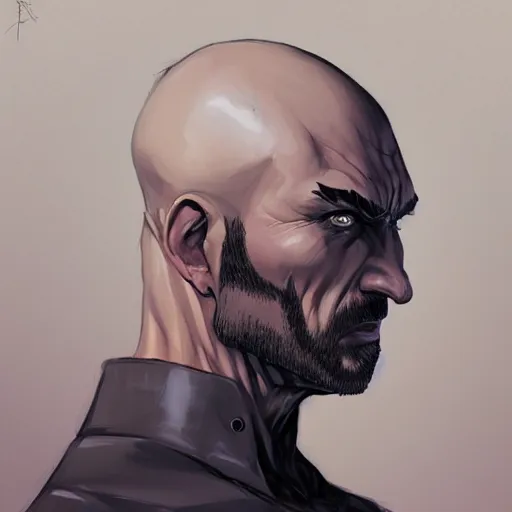 Image similar to portrait bald man, black spikes instead of eyes, official fanart behance hd artstation by jesper ejsing