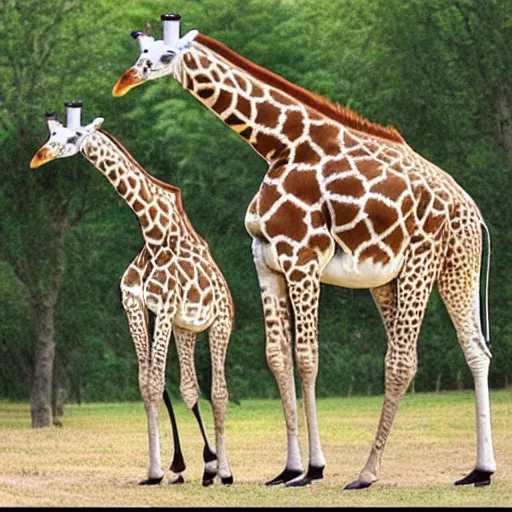 Prompt: proof giraffes aren't real, they are actually robots made by man