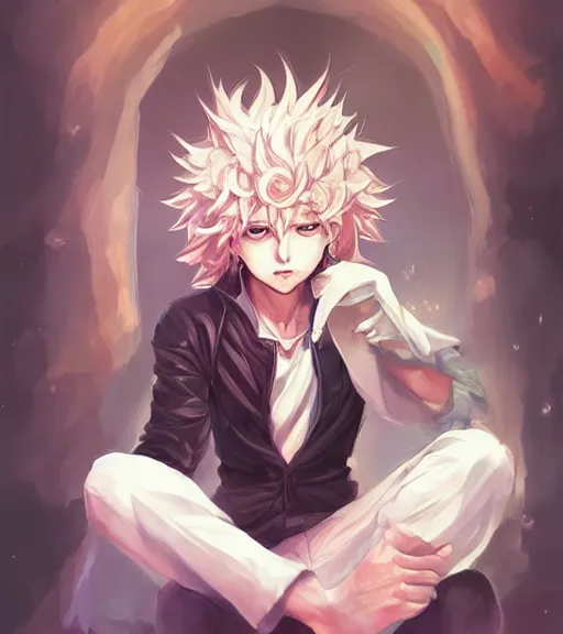 Prompt: ! dream nagito komaeda having a peaceful evening, art by stanley lau, artgerm, rossdraws, ross tran, sakimichan, cyarine, beautiful art