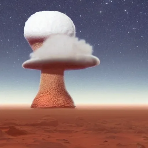 Prompt: nuclear mushroom cloud on mars