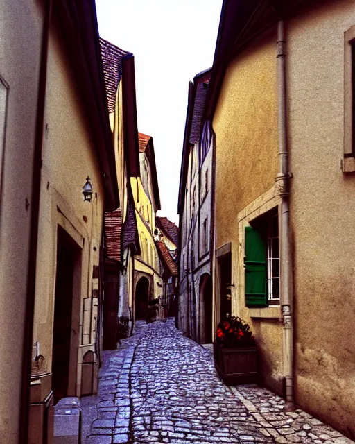 Prompt: old streets in the city of beaune, artstation