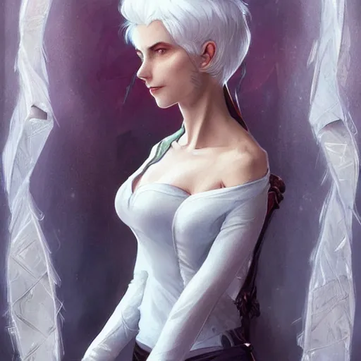 Image similar to a white hair girl, art by samdoesarts, highly detailed, digital painting, concept art, smooth, sharp focus, illustration, disney, art by artgerm and greg rutkowski and alphonse mucha, comic book, sketch, watercolor, trending on artstaion