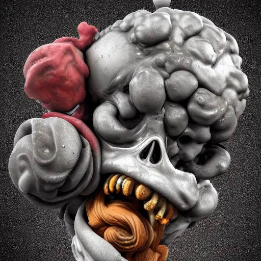 Image similar to a close up of a bunch of different items, an ambient occlusion render by alberto seveso, zbrush central, vanitas, lovecraftian, biomorphic, rendered in cinema 4 d