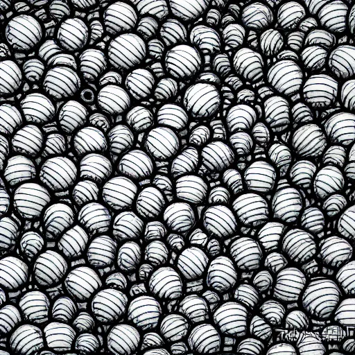 Image similar to tidal wave made only of baseballs, by Takumi Park