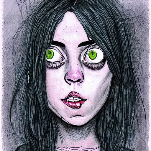 grunge drawing of billie eilish by - rick and morty , | Stable ...