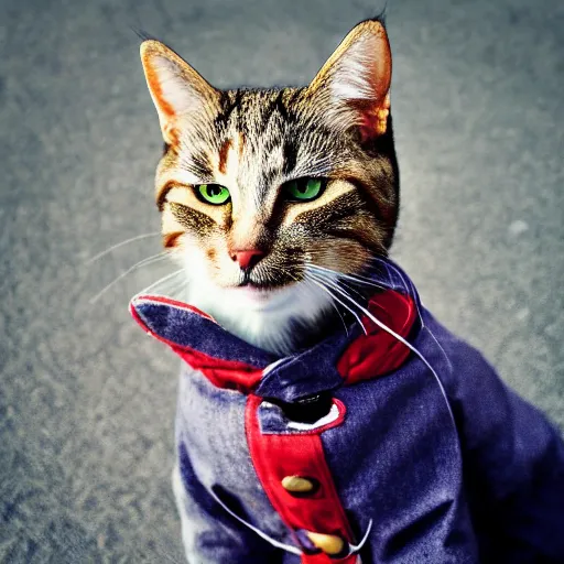 Image similar to photo of cat wearing jacket cowboy