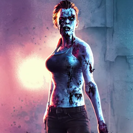 Image similar to angry zombie full body portrait of milla jovovich, new york urban background szene, grimdark horror, stylized digital illustration, global illumination, ray tracing, hdr, fanart arstation by ian pesty and katarzyna bek - chmiel