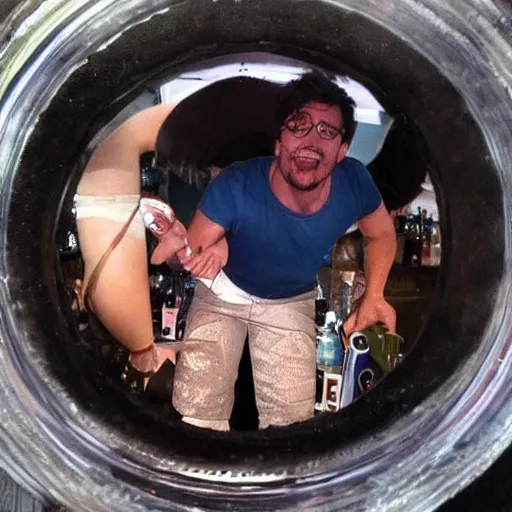 Prompt: Markiplier inside of a jar