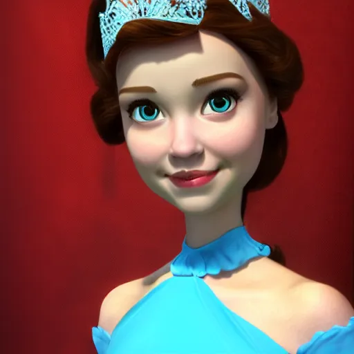 Image similar to a photorealistic 3d disney princess