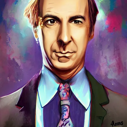 Image similar to saul goodman in the style of anna dittman and ross tran and charles dulac