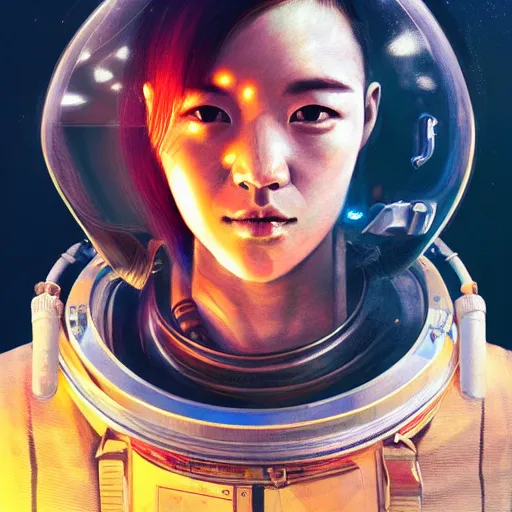 Prompt: hyperrealistic portrait of a woman astronaut, full body portrait, well lit, intricate abstract. cyberpunk, intricate artwork, by Tooth Wu, wlop, beeple, in the style of Jin Kagetsu, James Jean and wlop, highly detailed, sharp focus, intricate concept art, digital painting, ambient lighting, 4k, artstation