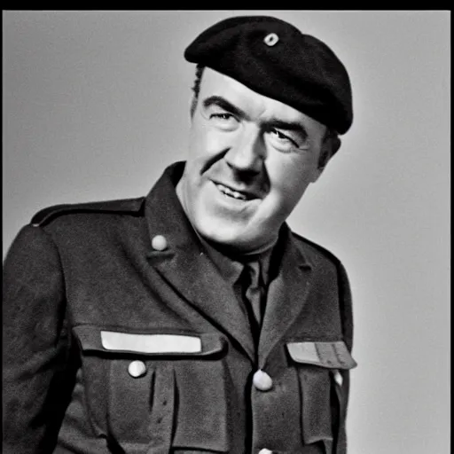 Image similar to Jeremy Clarkson as a soldier during WW2, grainy monochrome accurate photo