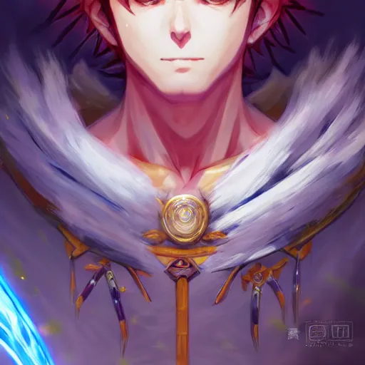 Image similar to anime portrait of God as a shaman yedi using dark force to eliminate trump as an anime antagonist by Stanley Artgerm Lau, WLOP, Rossdraws, James Jean, Andrei Riabovitchev, Marc Simonetti, and Sakimichan, trending on artstation