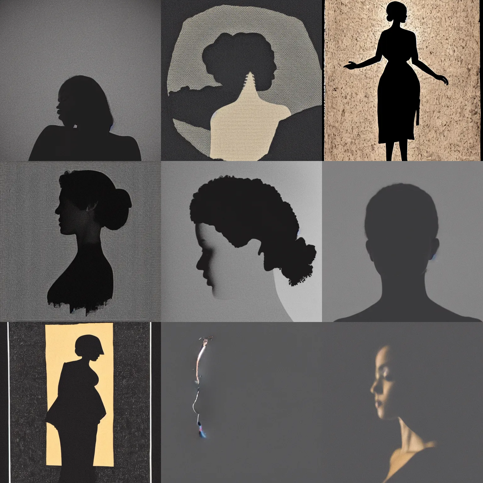 Prompt: A black silhouette of a woman
