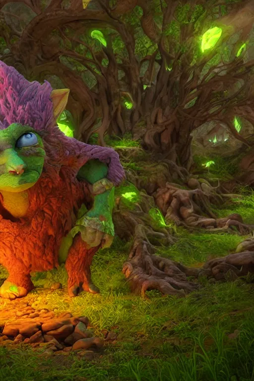 Prompt: arcane fantasy art giant shreak!!! elemental wood rock bastion forged gemstone enchanted forest troll, global illumination ray tracing hdr fanart arstation by sung choi and eric pfeiffer and gabriel garza and casper konefal lisa frank zbrush central hardmesh radiating a glowing aura