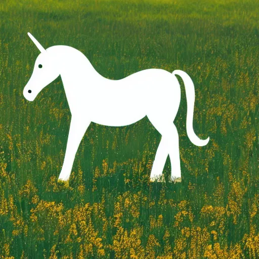 Prompt: A nice unicorn with a simple rounded line in a meadow