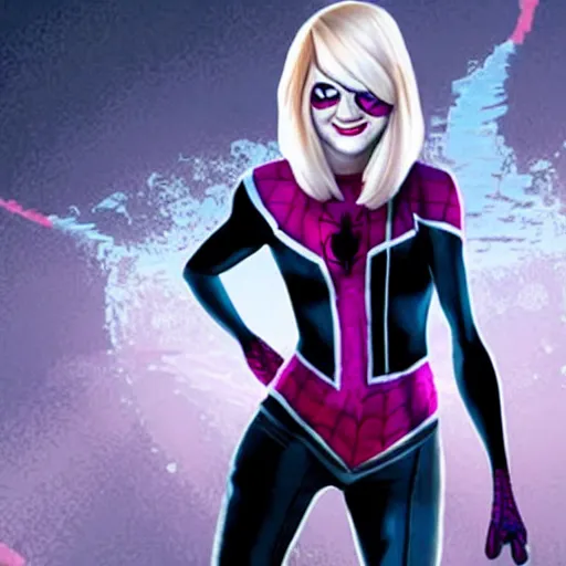 Image similar to Emma Stone as Spider-Gwen in the Marvel Cinematic Universe