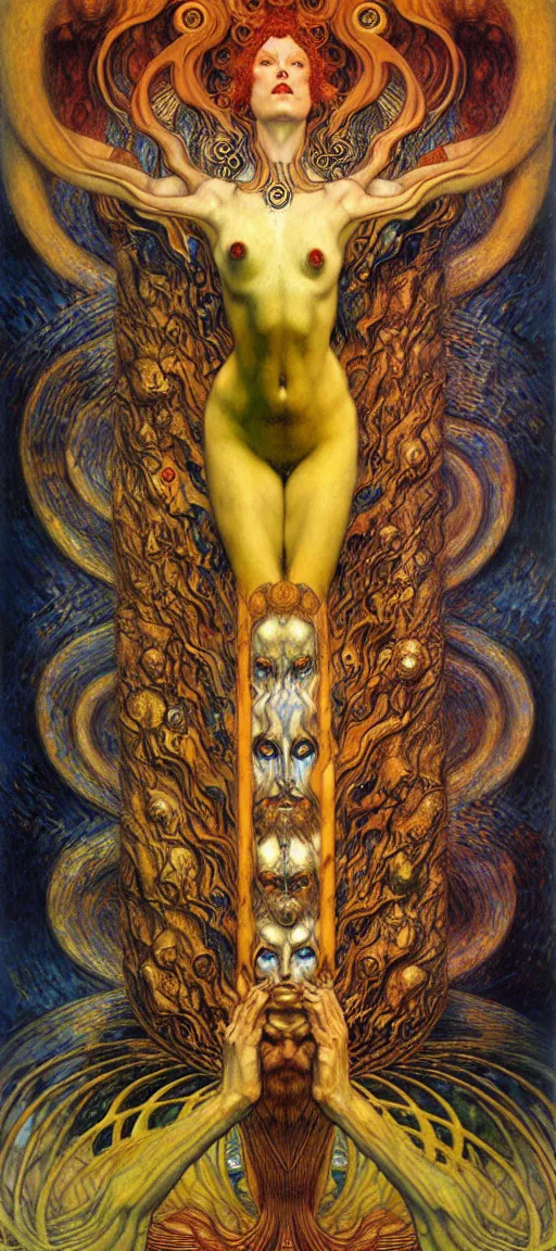 Image similar to Divine Chaos Engine by Karol Bak, Jean Delville, William Blake, Gustav Klimt, and Vincent Van Gogh, symbolist, visionary