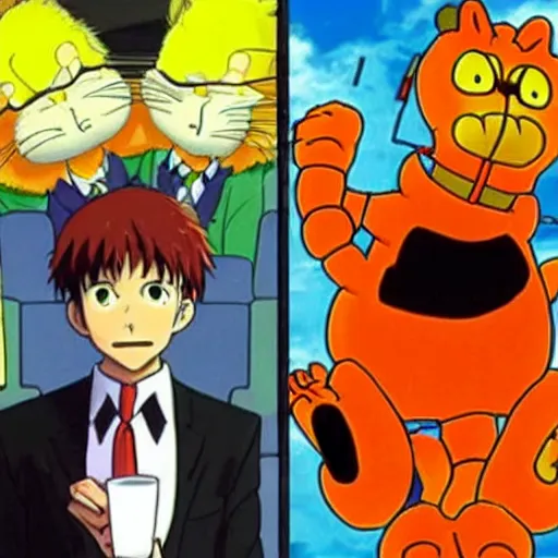 Image similar to neon genesis evangelion featuring garfield