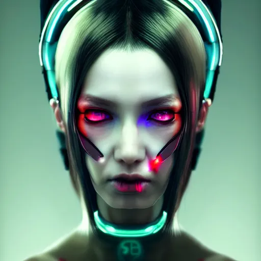 Image similar to face wear on beautiful woman face, cyberpunk art by kuno veeber, cgsociety, computer art, ultra detailed, futuristic, anime aesthetic