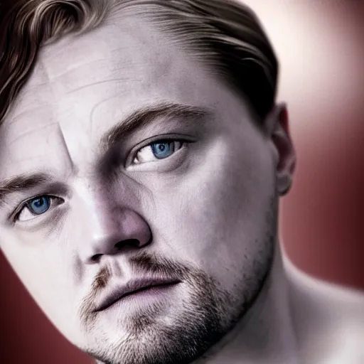 Image similar to realistic expired fuji film portrait of white albino leonardo dicaprio, hyperrealism, photorealistic, detailed, atmospheric, 8 k, award winning photography, cinematic