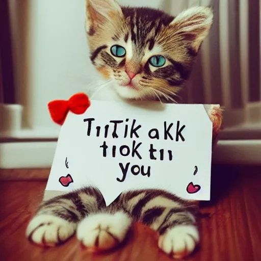 Image similar to a cute kitty holding a thank you sign