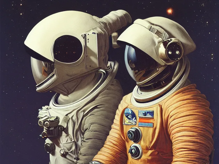 Prompt: a detailed profile painting of an astronaut in a spacesuit with reflective visor, symmetrical and science fiction theme by beksinski carl spitzweg and tuomas korpi. baroque elements, full-length view. baroque element. intricate artwork by caravaggio. Trending on artstation. 8k