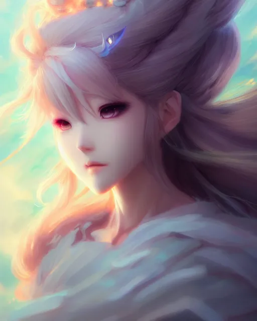 Prompt: character concept art of a an anime cloud goddess | | cute - fine - face, pretty face, realistic shaded perfect face, fine details by stanley artgerm lau, wlop, rossdraws, james jean, andrei riabovitchev, marc simonetti, and sakimichan, tranding on artstation