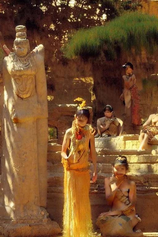 Image similar to ancient asian temple, painting by gaston bussiere, craig mullins, j. c. leyendecker, edgar degas