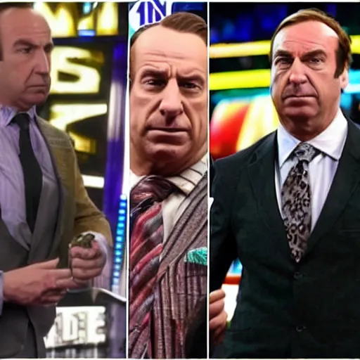 Image similar to Saul Goodman and Talking Ben in WWE Wrestlemania