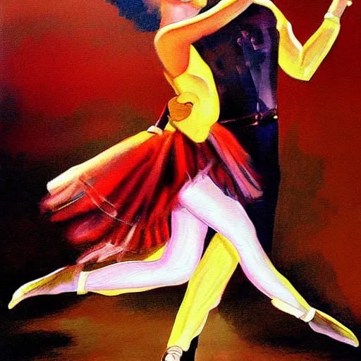 Prompt: a painting of when we're dancing nice and slow in the style of rolf armstrong