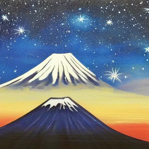 Image similar to painting of mount Fuji in style of starry night