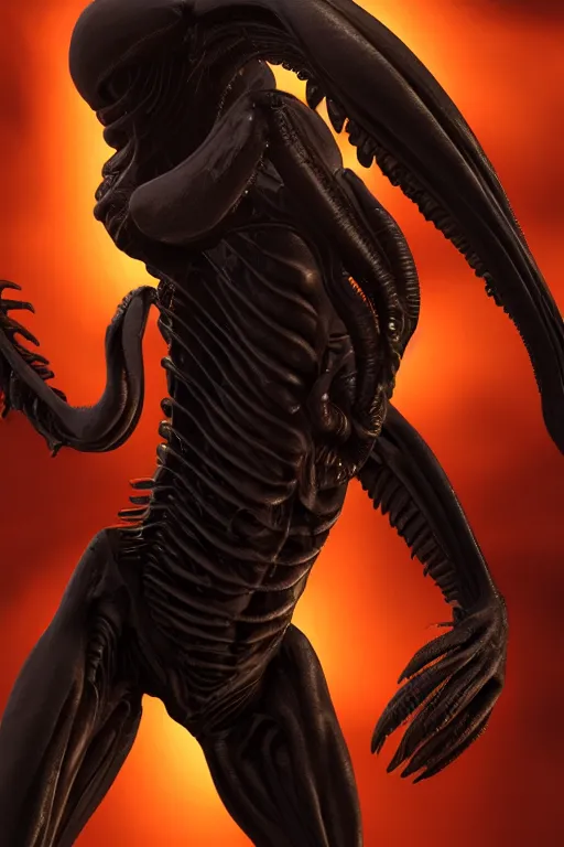 Prompt: neomorph xenomorph design in embrio pose, black, shiny body, hyperrealistic, cinematic lighting