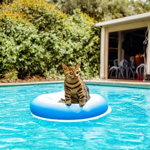 Image similar to photo of a cat in an inflatable tube in a pool
