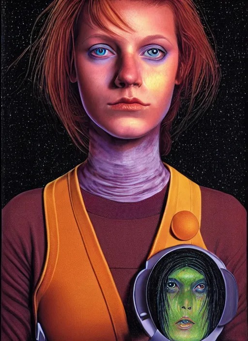 Image similar to a portrait of a pretty sewer punk young lady by barclay shaw