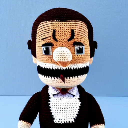 Image similar to danny de vito as a crochet doll