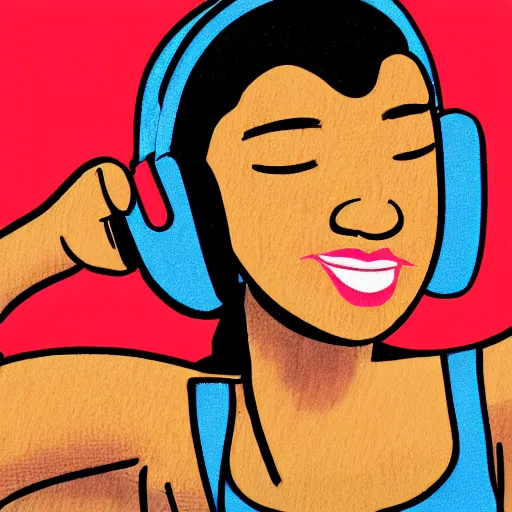 Image similar to illustration of a beautiful woman with headphones dancing