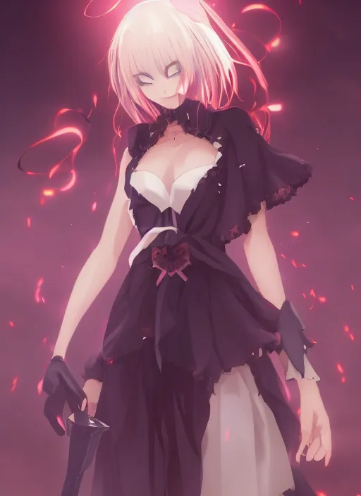 Image similar to a cute necromancer girl | | anime key visual, official media, illustrated by wlop, extremely detailed, 8 k, trending on pixiv, cinematic lighting, beautiful