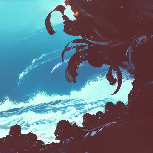 Prompt: ocean scenery in hawaii by ashley wood and maciej kuciara and john harris