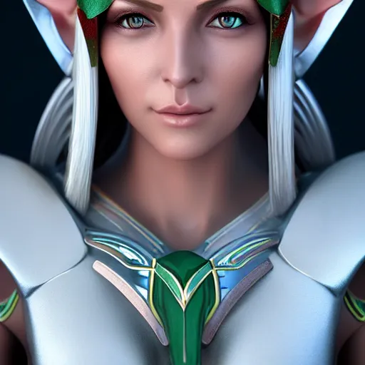 Image similar to portrait of a beautiful female high elf with tan skin, 3 d octane render trending on art station 8 k